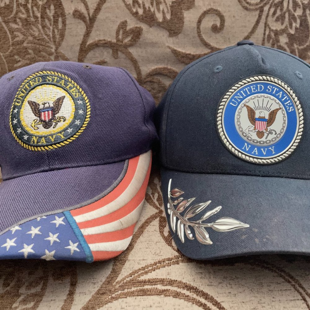 2 United States Navy Licensed Hats Baseball Cap Pit Bull U.S. Warriors Veteran